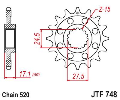Звезда ведущая JT JTf748.15 (JTf748-15) (f748-15)