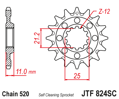 Звезда ведущая JT JTF824.13SC (JTF824-13SC) (F824-13SC)