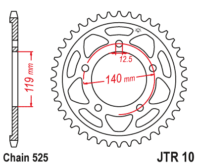 Звезда ведомая JT JTR10.45 (JTR10-45) (R10-45) для BMW Road