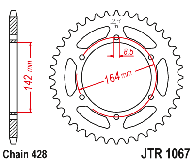 Звезда ведомая JT JTR1067.52 (JTR1067-52) (R1067-52) для Hyosung Road