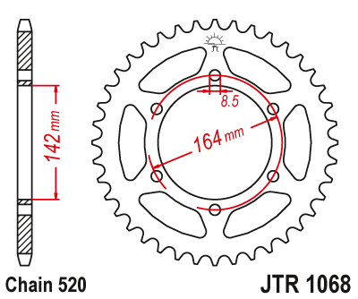 Звезда ведомая JT JTR1068.46 (JTR1068-46) (R1068-46) для Hyosung Road