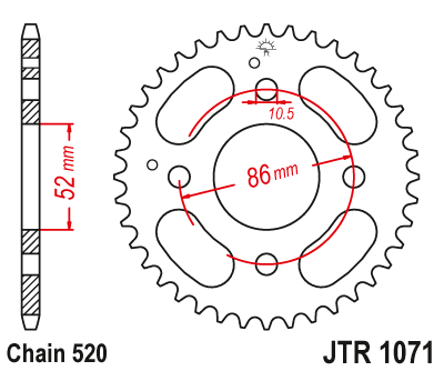 Звезда ведомая JT JTR1071.30 (JTR1071-30) (R1071-30) для Kymco ATV