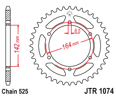 Звезда ведомая JT JTR1074.44 (JTR1074-44) (R1074-44) для Hyosung Road