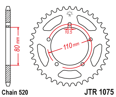 Звезда ведомая JT JTR1075.39 (JTR1075-39) (R1075-39) для Kymco Road