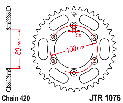 Звезда ведомая JT JTR1076.48 (JTR1076-48) (R1076-48) для Rieju Road