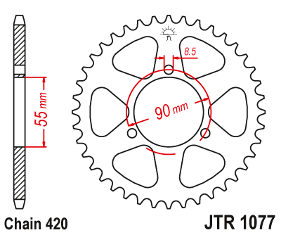 Звезда ведомая JT JTR1077.47 (JTR1077-47) (R1077-47) для Rieju Road