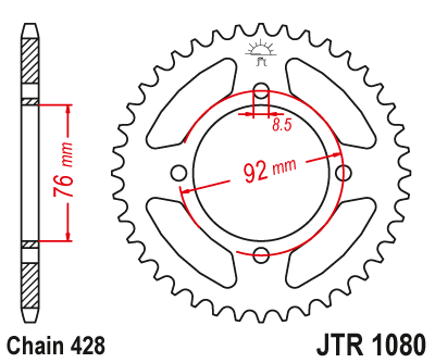 Звезда ведомая JT JTR1080.39 (JTR1080-39) (R1080-39) для Thumpstar Off Road // X-Sport Off Road