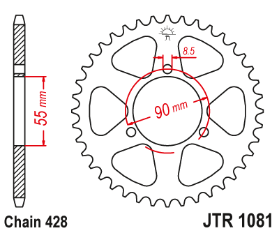 Звезда ведомая JT JTR1081.46 (JTR1081-46) (R1081-46) для Rieju Road