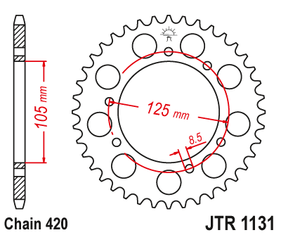 Звезда ведомая JT JTR1131.48 (JTR1131-48) (R1131-48) для Malaguti Road // MBK Road // Rieju Road // Yamaha Road