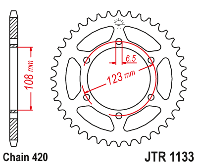 Звезда ведомая JT JTR1133.52 (JTR1133-52) (R1133-52) для Motor Hispania Road // Peugeot Road