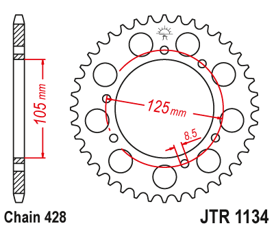 Звезда ведомая JT JTR1134.48 (JTR1134-48) (R1134-48) для Derbi Road // Malaguti Road // Peugeot Road // Rieju Road // Yamaha Road