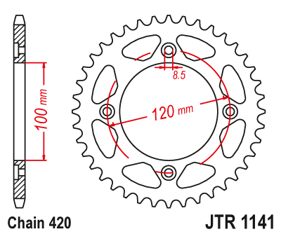 Звезда ведомая JT JTr1141.51 (JTr1141-51) (r1141-51) для Betamotor Road