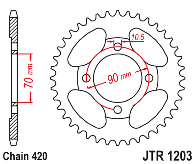 Звезда ведомая JT JTR1203.42 (JTR1203-42) (R1203-42) для Honda Road