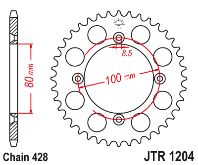 Звезда ведомая JT JTR1204.49 (JTR1204-49) (R1204-49) для Honda Off Road