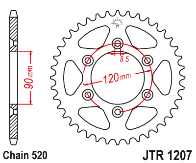 Звезда ведомая JT JTR1207.39 (JTR1207-39) (R1207-39) для Honda Off Road