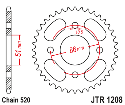 Звезда ведомая JT JTR1208.44 (JTR1208-44) (R1208-44) для Honda Off Road