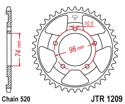 Звезда ведомая JT JTR1209.42 (JTR1209-42) (R1209-42) для Honda Road