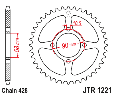 Звезда ведомая JT JTR1221.44 (JTR1221-44) (R1221-44) для Honda Road