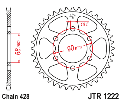 Звезда ведомая JT JTR1222.47 (JTR1222-47) (R1222-47) для Honda Road
