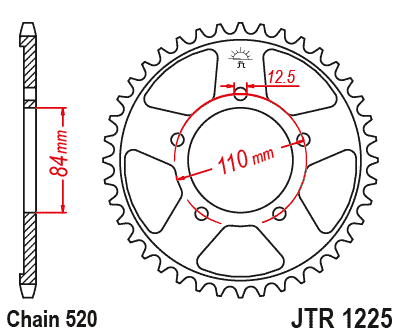 Звезда ведомая JT JTR1225.40 (JTR1225-40) (R1225-40) для Honda Road
