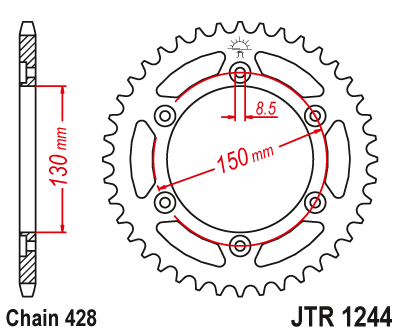 Звезда ведомая JT JTR1244.54 (JTR1244-54) (R1244-54) для Honda Road