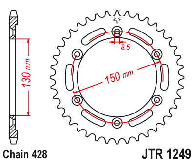 Звезда ведомая JT JTR1249.51 (JTR1249-51) (R1249-51) для Honda Road