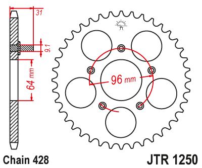 Звезда ведомая JT JTR1250.48 (JTR1250-48) (R1250-48) для Honda Road
