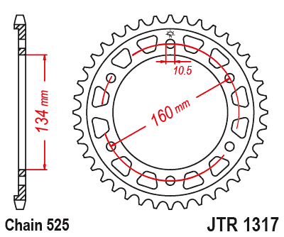 Звезда ведомая JT JTR1317.43 (JTR1317-43) (R1317-43) для Honda Road