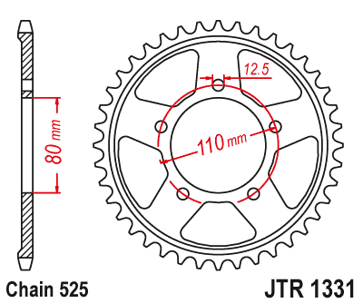 Звезда ведомая JT JTR1331.42ZBK (JTR1331-42ZBK) (R1331-42ZBK) для Honda Road