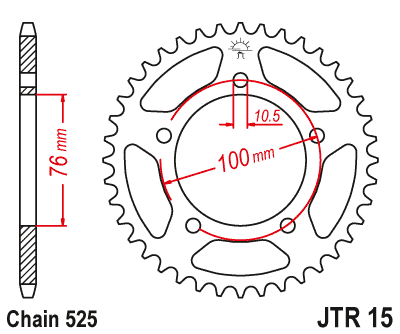 Звезда ведомая JT JTR15.44 (JTR15-44) (R15-44) для Benelli Road