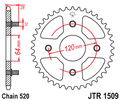 Звезда ведомая JT JTR1509.41 (JTR1509-41) (R1509-41)