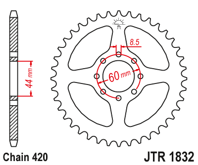 Звезда ведомая JT JTR1832.52 (JTR1832-52) (R1832-52)
