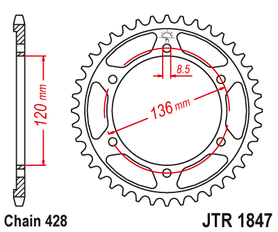 Звезда ведомая JT JTR1847.51 (JTR1847-51) (R1847-51)
