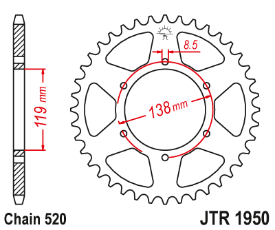 Звезда ведомая JT JTR1950.48 (JTR1950-48) (R1950-48)