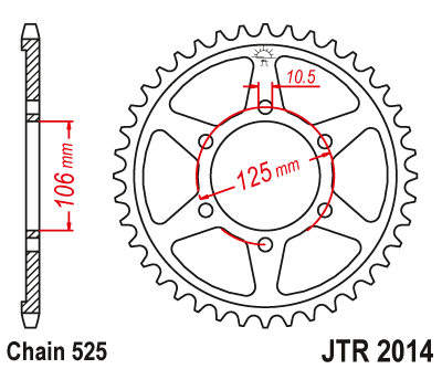 Звезда ведомая JT JTR2014.42 (JTR2014-42) (R2014-42) для Triumph Road