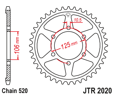 Звезда ведомая JT JTR2020.41 (JTR2020-41) (R2020-41) для Triumph Road