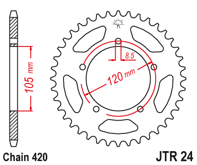 Звезда ведомая JT JTR24.50 (JTR24-50) (R24-50)
