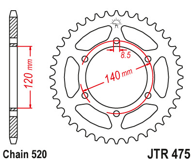 Звезда ведомая JT JTR475.45 (JTR475-45) (R475-45) для Kawasaki Road