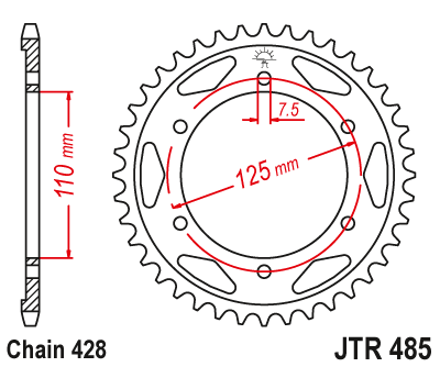 Звезда ведомая JT JTR485.46 (JTR485-46) (R485-46)