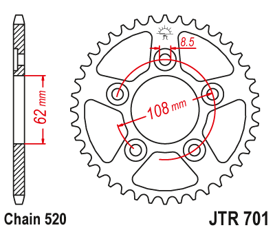 Звезда ведомая JT JTR701.42 (JTR701-42) (R701-42)
