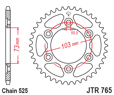 Звезда ведомая JT JTR765.43 (JTR765-43) (R765-43) для Ducati Road