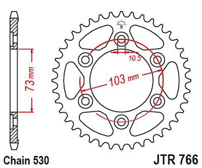Звезда ведомая JT JTR766.43 (JTR766-43) (R766-43) для Ducati Road
