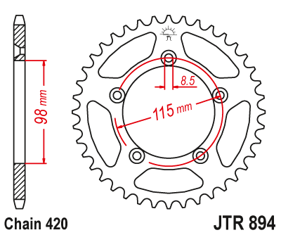 Звезда ведомая JT JTR894.48 (JTR894-48) (R894-48)