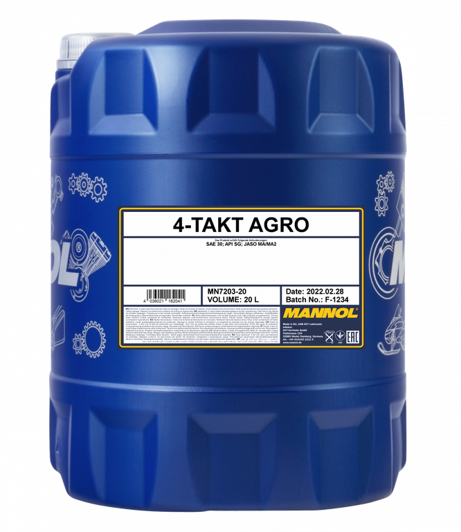 Моторное масло MANNOL 4-Takt Agro SAE 30 MN7203-20 (1447) 20L (Минеральное)