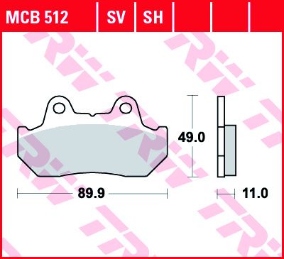 Тормозные колодки передние/задние TRW MCB512 для Honda CB 125/400/450/750/900/1100, CBR 600/1000, NSR 250/400, CX 500/650, VF 500/700/750/100/1100, GL 500/1100/1200/1500