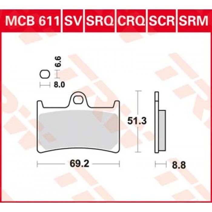 Тормозные колодки TRW MCB611SV для Yamaha (Sinter Street SV)