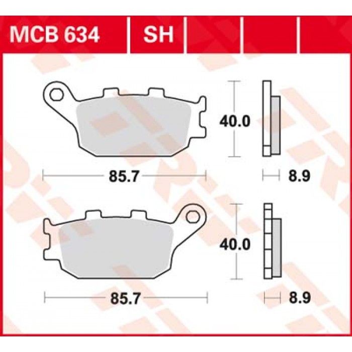 Тормозные колодки TRW MCB634SH для Honda // Kawasaki // Suzuki // Yamaha (Sinter Street SH)