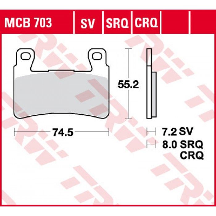 Тормозные колодки TRW MCB703SV для Honda (Sinter Street SV)