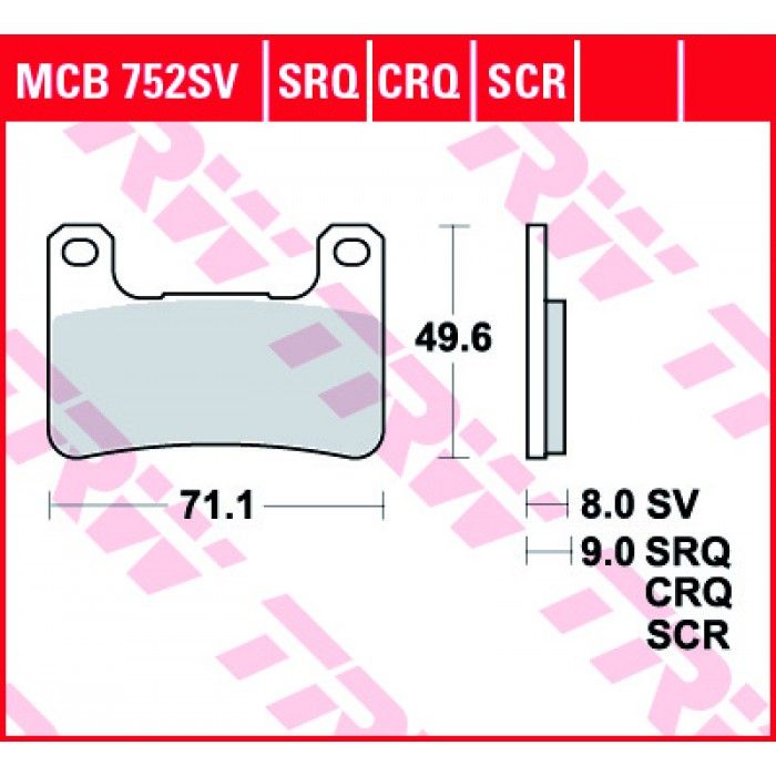 Тормозные колодки TRW MCB752SV для Kawasaki // Suzuki (Sinter Street SV)