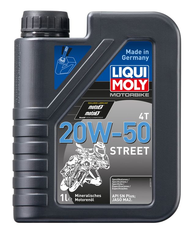 Мин. моторное масло д/4-т.мотоц. Liqui Moly Motorbike 4T Street 20W-50 SN Plus MA2 (1л) (7632)